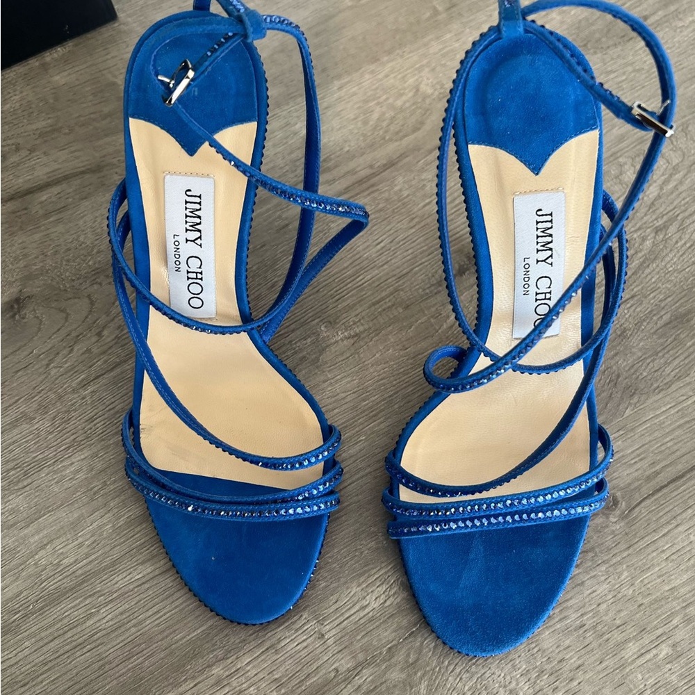 Jimmy Choo Blue Rhinestone Heels
